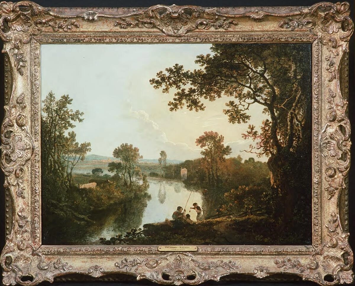 Vista del fiume Dee con pescatori - National Library of Wales